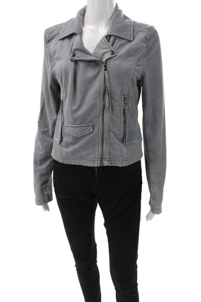 Marrakech Womens Biker Motorcycle Jacket Gray Cotton-Spandex Size M