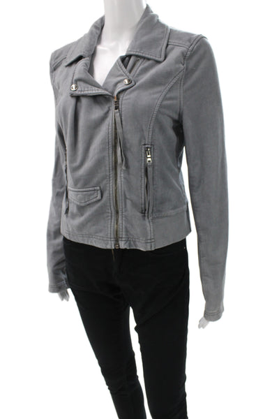 Marrakech Womens Biker Motorcycle Jacket Gray Cotton-Spandex Size M