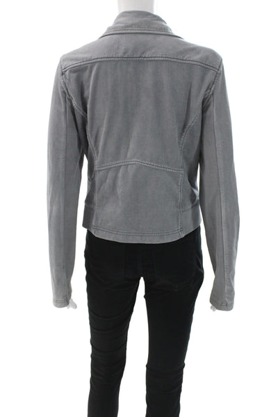 Marrakech Womens Biker Motorcycle Jacket Gray Cotton-Spandex Size M