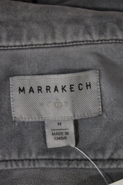 Marrakech Womens Biker Motorcycle Jacket Gray Cotton-Spandex Size M