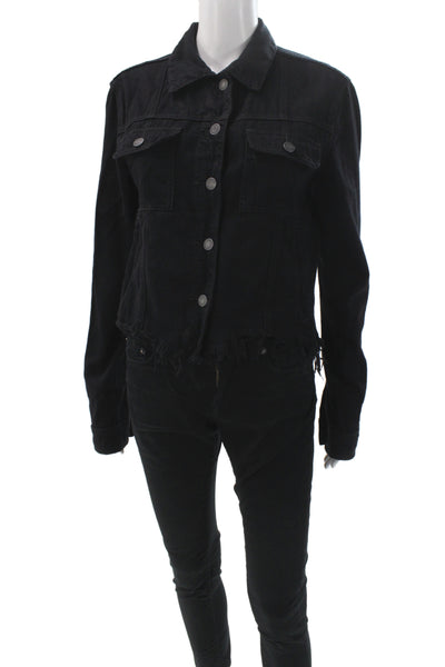 Hidden Womens Black Grunge Cotton Long Sleeve Jacket Size M