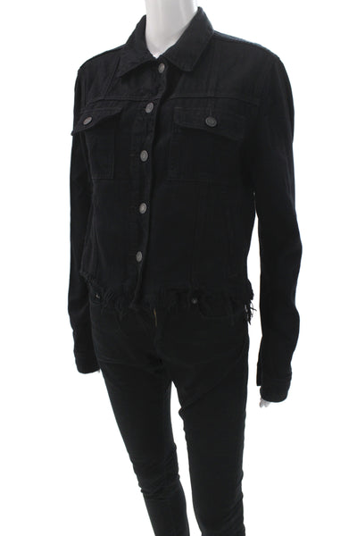 Hidden Womens Black Grunge Cotton Long Sleeve Jacket Size M