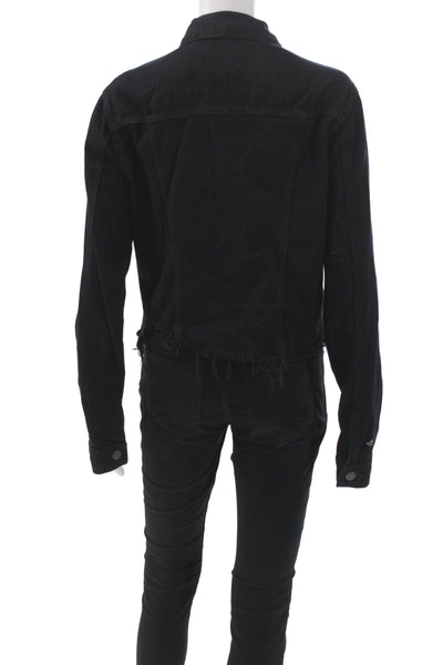 Hidden Womens Black Grunge Cotton Long Sleeve Jacket Size M