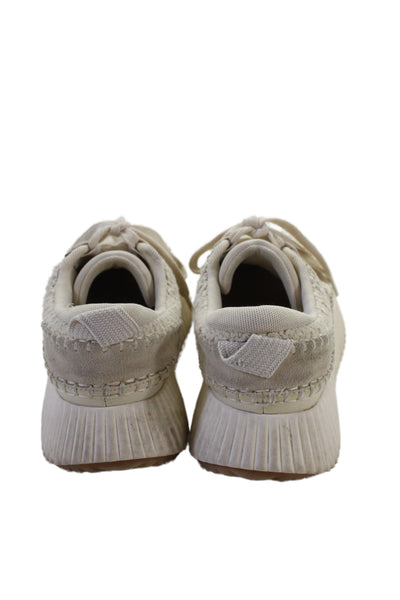 Dolce Vita Womens Lace Up Chunky Knit Low Top Sneakers Beige Size 6.5
