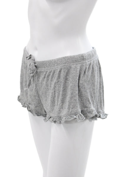 Skin Womens Ruffled Cotton  Knit shorts Gray Size 4