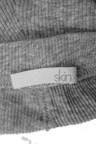 Skin Womens Ruffled Cotton  Knit shorts Gray Size 4
