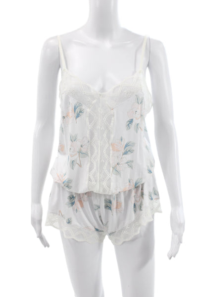 Eberjey Womens Cotton Floral V Neck  One Piece  White  Size M