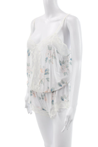 Eberjey Womens Cotton Floral V Neck  One Piece  White  Size M