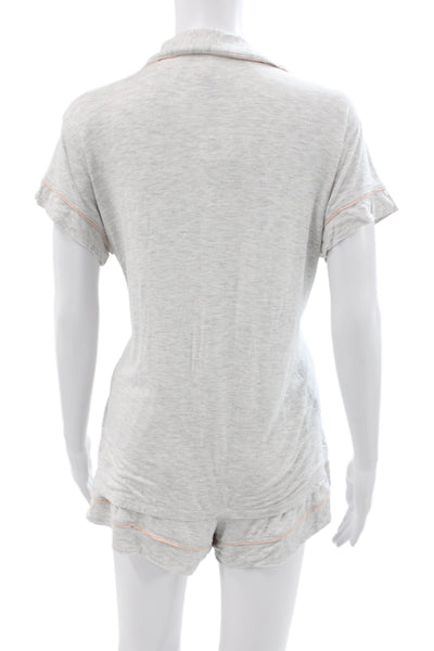 Eberjey Womens Cotton Collard Button front  Pajamas Set Gray  Size M