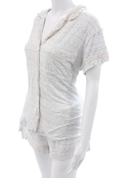Eberjey Women's Cotton Collard Button front  Pajamas Set Gray Size M