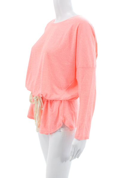 Eberjey Women's Cotton  Crew Neck Pajamas Set Orange  Size M