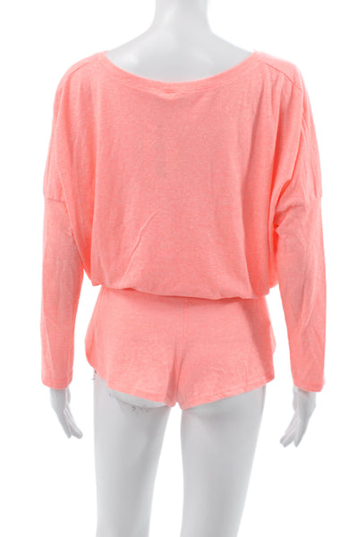 Eberjey Women's Cotton  Crew Neck Pajamas Set Orange  Size M