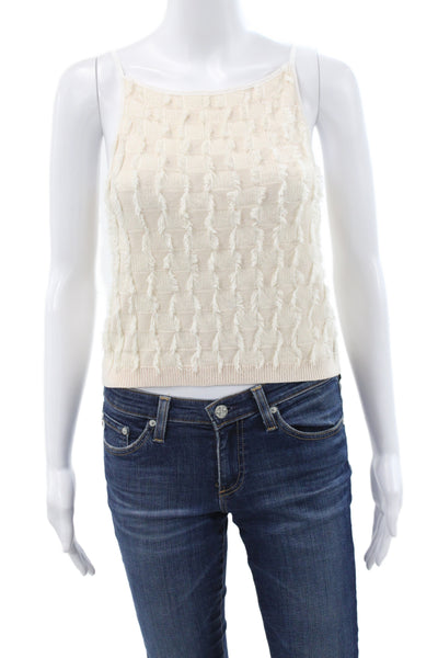Club Monaco Women Petite Camisole Cropped Beige Linen Blend Boho Size S