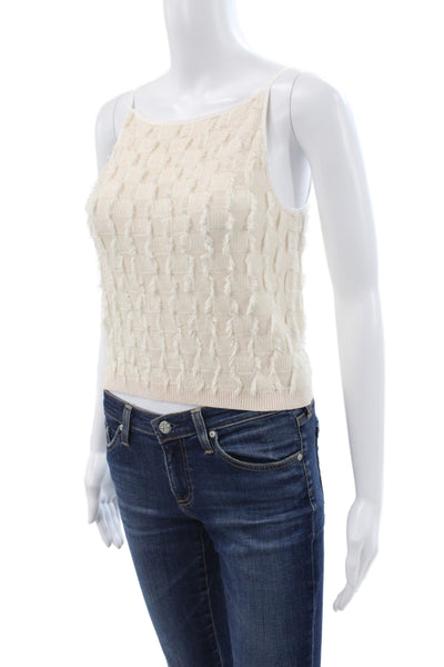 Club Monaco Women Petite Camisole Cropped Beige Linen Blend Boho Size S