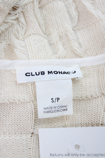 Club Monaco Women Petite Camisole Cropped Beige Linen Blend Boho Size S