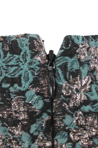 Club Monaco Women Cropped Black Floral Blouse Short Sleeve Size 2