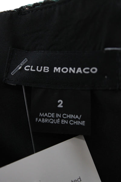 Club Monaco Women Cropped Black Floral Blouse Short Sleeve Size 2