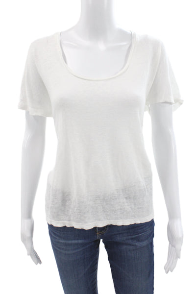 Vince Womens Basic Cotton Short Sleeve Round Neck T-Shirt White Size L