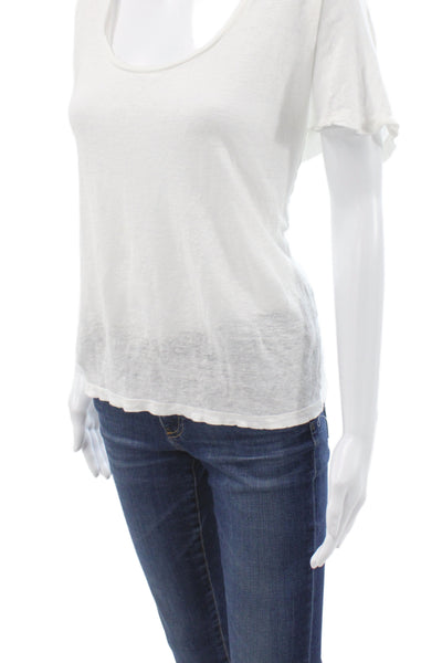 Vince Womens Basic Cotton Short Sleeve Round Neck T-Shirt White Size L