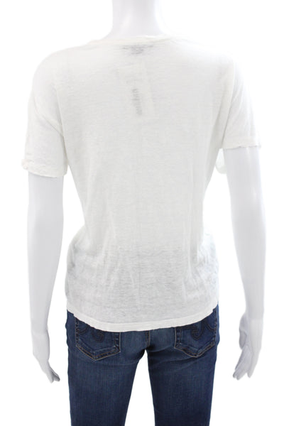 Vince Womens Basic Cotton Short Sleeve Round Neck T-Shirt White Size L