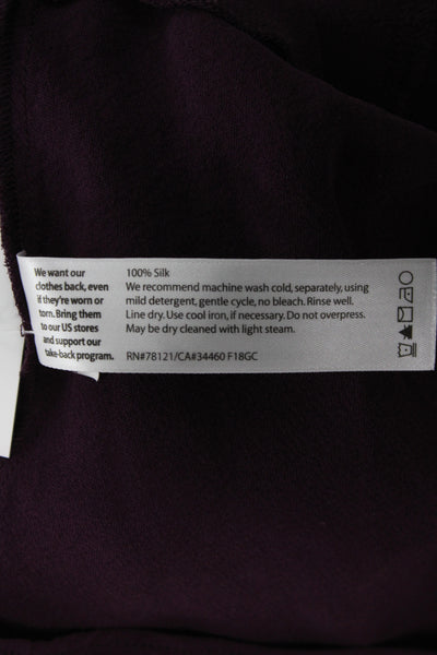 Eileen Fisher Womens Silk Short Sleeve Round Neck Blouse Purple Size 8