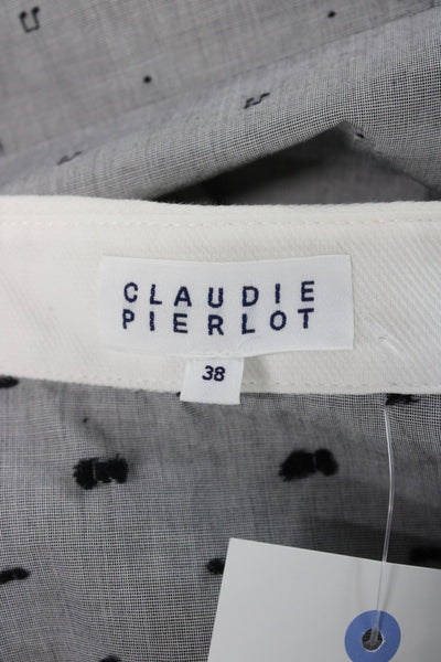Claudie Pierlot Women Gray Cotton Button Up Sleeveless Blouse Size 38