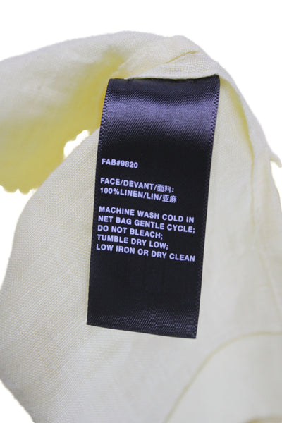 Lafayette 148 New York Womens Collared Tunic Blouse Yellow Short Sleeve Size XS