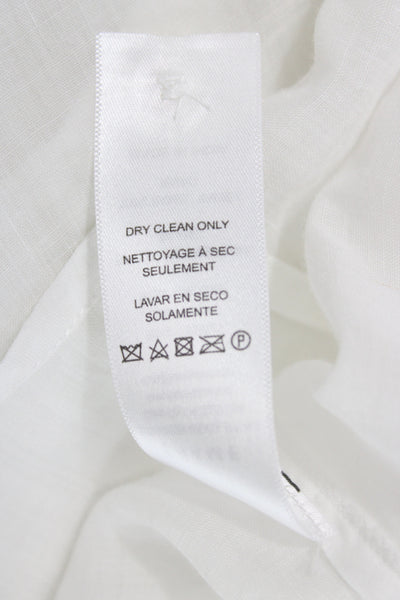Frame Womens Bohemian V Neck Button Up Cotton Blouse White Long Sleeve Size S