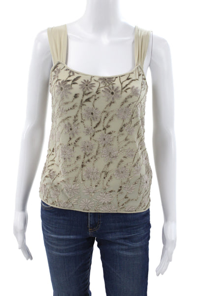 Armani Collezioni Women Sleeveless Square Neck Camisole Beige Cotton Size 10