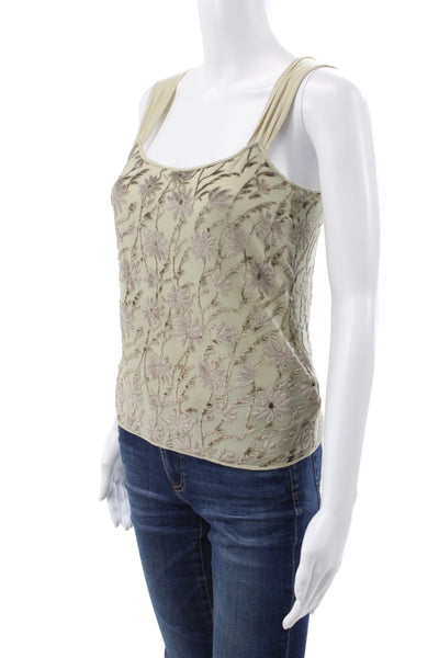 Armani Collezioni Women Sleeveless Square Neck Camisole Beige Cotton Size 10