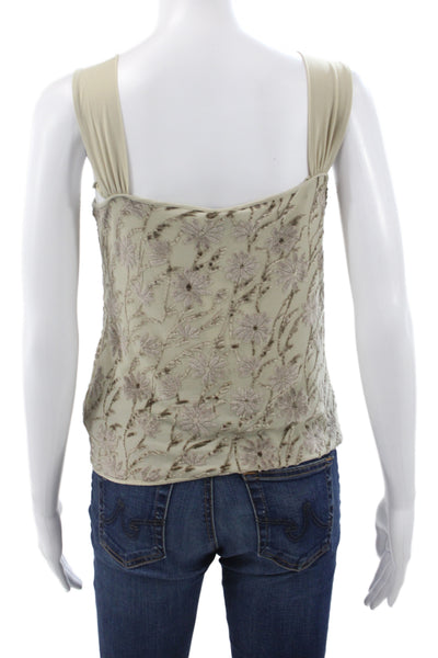 Armani Collezioni Women Sleeveless Square Neck Camisole Beige Cotton Size 10