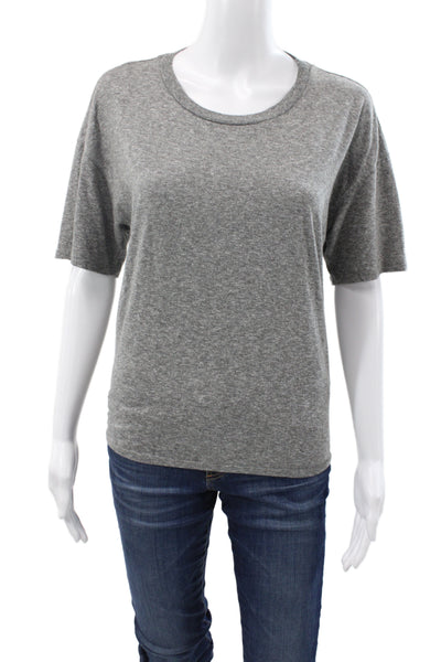 Current/Elliott Womens Basic Jersey T Shirt Gray Crew Short Sleeve Tie Size 1