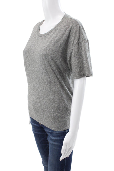 Current/Elliott Womens Basic Jersey T Shirt Gray Crew Short Sleeve Tie Size 1