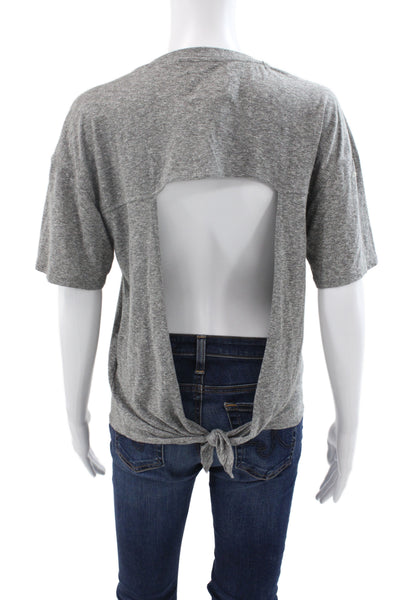 Current/Elliott Womens Basic Jersey T Shirt Gray Crew Short Sleeve Tie Size 1