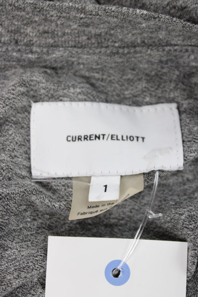 Current/Elliott Womens Basic Jersey T Shirt Gray Crew Short Sleeve Tie Size 1