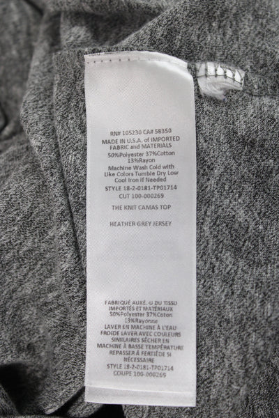 Current/Elliott Womens Basic Jersey T Shirt Gray Crew Short Sleeve Tie Size 1