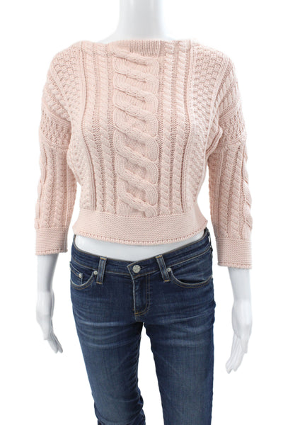 Weekend Max Mara Unisex Pullover Pink Crew Neck 3/4 Sleeve Size M