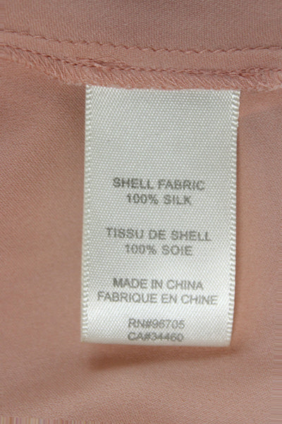Rebecca Taylor Womens Pink Silk V-Neck Long Sleeve Blouse Size 00 Petite