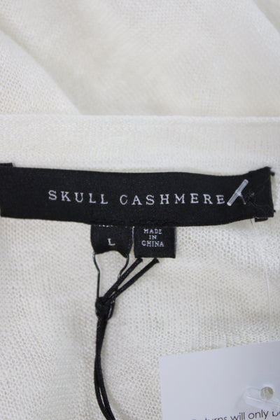 Skull Cashmere Women Basic White Cotton Short Sleeve Button Up Top Size L