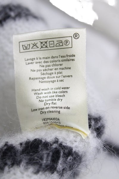 La Maille Sezane Unisex White Striped Pullover Crewneck Mohair Merino Size XS