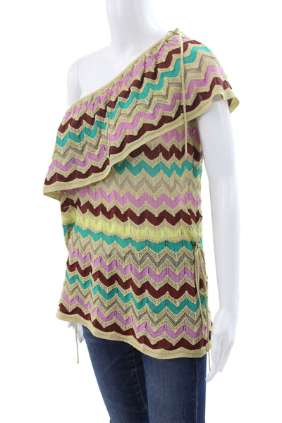 Missoni Women Beige Geometric Bohemian Sleeveless Tunic Drawstring Size S