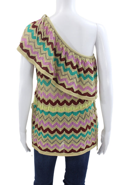 Missoni Women Beige Geometric Bohemian Sleeveless Tunic Drawstring Size S