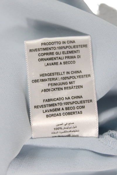 Equipment Femme Womens Striped Short Sleeve Button Up Blouse Light Blue Size M