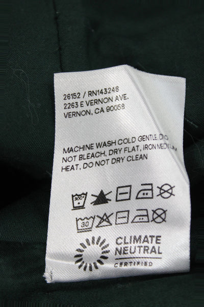 Reformation Womens Cropped Green Zip Blouse Short Sleeve Cotton Spandex Size 6
