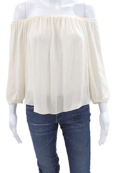 Veronica Beard Womens White Silk Blouse 3/4 Sleeve Bohemian Size 8