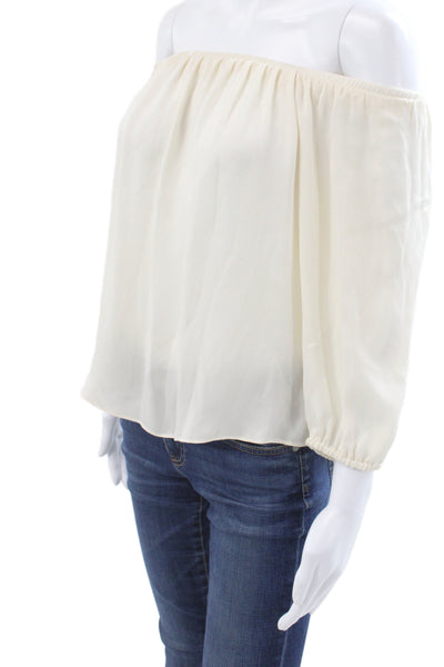 Veronica Beard Womens White Silk Blouse 3/4 Sleeve Bohemian Size 8