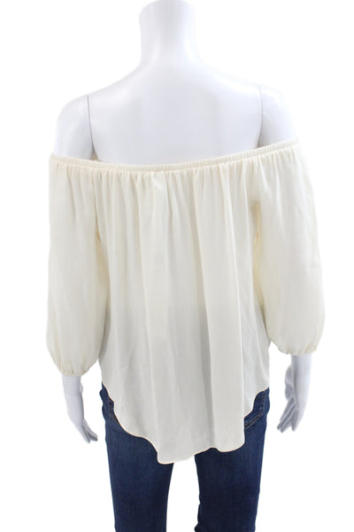 Veronica Beard Womens White Silk Blouse 3/4 Sleeve Bohemian Size 8