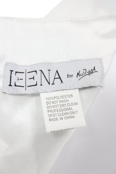 Ieena for MacDuggal Women A-Line White Wedding Dress V-Neck Long Size S