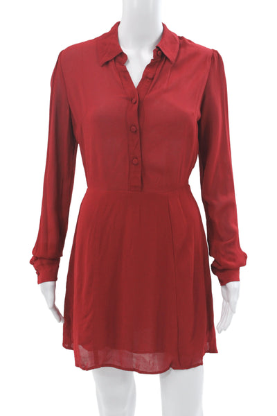Reformation Womens Shirt Dress Long Sleeve Collared Red Mini Size 4