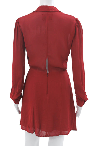 Reformation Womens Shirt Dress Long Sleeve Collared Red Mini Size 4